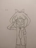 drawing looking_at_viewer meta:general_fanart mymy niggerwiggle photo salute sketch smiling // 3072x4080 // 3.3MB