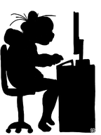 chair computer desk hair_bun maya silhouette tagmes white_void // 768x1024 // 32KB