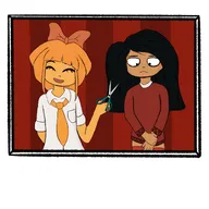 hyphenhategroup_(artist) looking_down maya meta:general_fanart mymy niggerwiggle scissors smiling // 2048x2048 // 280KB