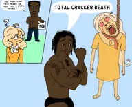 africa anti_ongezellig black_lives_matter black_skin blond bloodshot_eyes buff coco dutch hanging lynching muscles ongezellig or_are_you_a_stupid_whore raised_fist_(symbol) rope sandals subvariant:chudjak_front tattoos text total_cracker_death variant:bernd variant:chudjak white_skin yellow_teeth // 890x720 // 340KB