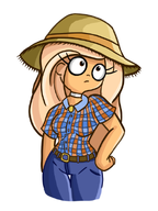 artist:gussywussy belt choker coco farmer_hat jeans meta:general_fanart plaid_shirt straw_hat // 439x585 // 171KB