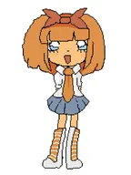 8-bit artist:unknown black_background blue_eyes boot boots bow freckles meta:general_fanart mymy open_mouth orange_hair pixel_art single_color_background single_colour_background skirt tie white_background white_void // 700x933 // 55KB