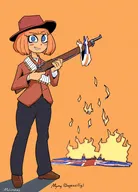 boer_flag british_flag burning flag grin gun hat meta:general_fanart mymy smiling uniform // 1100x1527 // 381KB