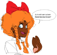 A10s afro blue_eyes bow dutch_text freckles melanin meta:general_fanart mymy nigger niggerwiggle orange_hair raceswap stroopwafel text tie unknown_artist // 638x608 // 156KB
