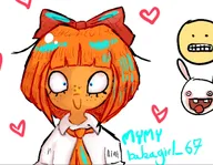 :) artist:bakagirl67 blue_eyes bow freckles heart meta:general_fanart mymy raging_rabbits rayman:_raging_rabbits shine smile tie white_void // 1200x933 // 133KB