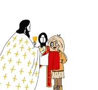 christianity coco crtag drawing grail holy_grail jesus_christ meta:general_fanart religion robe smiling zorinhakekk_(artist) // 633x583 // 31KB
