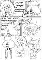 artist:lidlyarts black_and_white bow coco dutch_text maya mention_smoking meta:general_fanart mymy skirt text tie undershirt // 2480x3508 // 1.7MB