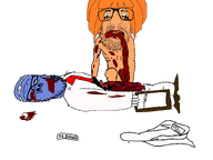2soyjaks arm beard blood blue blue_skin clothes discord doctor dr_soyberg entrails eyes full_body glasses gore hair hand leg mymy ongezellig orange_hair soyjak stubble text transparent_background variant:a24_slowburn_soyjak variant:israeli_soyjak // 1590x1194 // 131KB