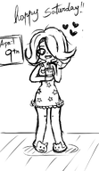 artist:gussywussy black_and_white calendar chopsticks cup_noodles dutch_text english_text heart meta:general_fanart nightgown noodle slipper slippers text vera // 1000x1736 // 350KB