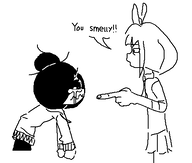 artist:djpoonslayer crying maya meta:general_fanart mymy niggerwiggle pointing text // 482x410 // 5.6KB