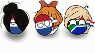 blonde_hair bow coco countryball dutch_flag flag:japan flag:netherlands flag:south_africa flag_of_south_african flag_of_the_netherland hair_bun holding_flag japanese_flag mask maya meta:general_fanart mymy orange_hair polandball south_africa_flag south_african_flag unknown_artist white_void // 1920x1080 // 837KB