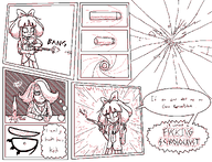'toss artist:yosack_jaki bottle bow bullet comic english_text gun liquid meta:rijkskunst mug mymy niggerwiggle onamonapia schoolocaust schoolocaust_mention signing skirt speech_bubble text text_bubble text_bubbles thought_bubble tie vera // 1200x919 // 67KB