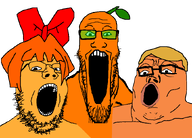 donald_trump froot meta:ias niggerwiggle orange soyjak_trio transparent_background variant:gapejak variant:markiplier_soyjak variant:soprano // 860x616 // 29KB