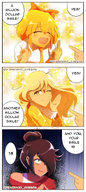 anime artist:standard_cheese coco comic english_text gloomy maya meta:general_fanart middle_finger mymy parody pointing speech_bubble waving // 1337x3001 // 2.9MB