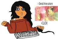 anime_girl artist:unknown browsing chad_squid computer_keyboard computer_mouse drooling english_text hoodie keyboard maya meta:general_fanart mouse sleeveless_undershirt text tranime undershirt wifebeater // 1022x690 // 80KB