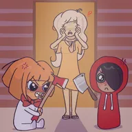 axe binky cleaver coco maya meta:general_fanart mymy unknown_artist variant:agugu variant:peeb // 1280x1280 // 128KB