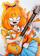 artist:dugalatti bow electric_guitar freckles guitar meta:general_fanart mymy orange_hair skirt tie // 1864x2637 // 622KB
