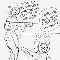 antichrist antichrist_mention artist:apop black_and_white bow gun I_hate_the_antichrist I_hate_the_antichrist_(meme) maya meta:general_fanart mymy niggerwiggle parody sketch un uniform united_nations // 3000x3000 // 1.7MB