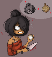 artist:moppynoko confused knife looking_at_viewer maya meta:general_fanart onion sisa // 737x796 // 289KB