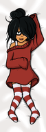 artist:nlsenpai blushing bodypillow dakimakura implied_lewd maya meta:general_fanart smiling thights zwart_haar // 525x1500 // 549KB