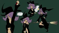 >:> artist:lildrawingboy big_breasts broom candy choker dialogue dress drink exclamation_mark goonbait hat lesbian liquid necklace piercing potion purple_hair question_mark question_marks ripped_clothing shoe shoes single_color_background single_colour_background text text_bubble text_bubbles tongue_out tongue_piercing vera witch witch_hat yuricoal // 1920x1080 // 157KB