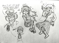 artist:midkyk coco cute dictator henk maya meta:general_fanart mymy no_color pointing_gun posing revolver singing sketch talking // 1024x756 // 250KB