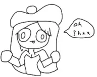 artist:someonestolemymilk black_and_white censor cursing english_text hat mayo mayo_en_curry meta:general_fanart shrug speech_bubble text text_bubble // 326x259 // 12KB