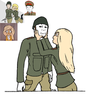 artist:entiral blonde_hair brown_eyes coco drawing gun hat helmet looking_at_viewer meta:rijkskunst military_uniform smiling soyjak variant:kuzjak white_void ZMTFU // 2532x2665 // 1.2MB