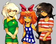 artist:hal bunny_dress closed_eyes coco green_eyes maya meta:rijkskunst mymy niggerwiggle pajamas pyjama smug trio // 2040x1624 // 3.0MB