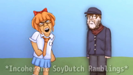 2soyjaks angry animation arm artist:rot beard biting_lip bloodshot_eyes blue_eyes bowtie brown_hair buckteeth cap closed_mouth clothes collared_shirt cross_eyed drawn_background female full_body glasses gums hair hand hat henk lazy_eye middle_finger mustache mymy ongezellig open_mouth orange_hair orange_skin scarf screaming shoe skirt stubble subvariant:female_feraljak sweater talking text tie variant:buckteeth_soyjak variant:feraljak video white_skin // 1280x720, 33.1s // 5.9MB