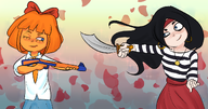 gun kiki looking_at_each_other meta:general_fanart mymy nerf_gun niggerwiggle pointing_at sword // 1200x630 // 592KB