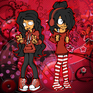 artist:gokufurute black_hair frutiger_areo hair_bun hair_covering_eye hair_down hair_over_eye hair_over_eye_(maya) hamds hand headphones hoodie leggings maya mayas nomnomytag open_mouth pants shoe shoes sleeveless_undershirt star striped_pants tanktop undershirt wifebeater // 4000x4000 // 11MB
