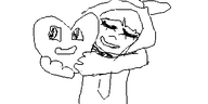bow calm eyes_closed face heart holding_object mymy oekaki sketch smile tie // 500x250 // 16KB