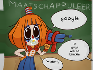 artist:studio_massa big_eyes binky clown dutch_text edit flower gun Illustraties_(official) mymy niggerwiggle speech_bubble text text_bubble variant:agugu vera weapon // 1752x1316 // 1.7MB