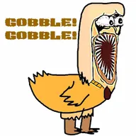artist:rot coco coco_frog frog full_body hair laughing leg lips text turkey white_skin wings yellow_hair // 1000x1000 // 39KB