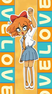animated artist:jynu_hangsal bow english_text meta:general_fanart mymy niggerwiggle orange_hair skirt song text tie video // 1080x1920, 13.2s // 1.9MB