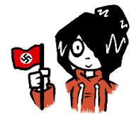artist:stargazermaya edit flag looking_at_viewer maya nazi nazi_flag white_void // 696x599 // 200KB