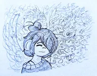 artist:midkyk headphones listening_to_music maya meta:general_fanart no_color sketch // 1024x798 // 256KB