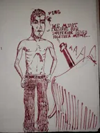 belt black_sun english_text glasses gun marker_(medium) meta:rijkstkunst mymy mymy's_gun nerf_gun onamonapia shirtless sonnenrad text variant:chudjak // 4000x3000 // 3.6MB