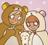artist:nyancat000 bear blonde_hair blue_eyes brown_eyes coco freckles heart meta:general_fanart mymy onesie orange_hair // 1149x1089 // 448KB