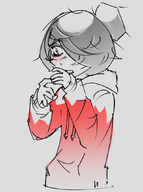 1girl blush blushing grey_background hoodie looking_away looking_left maya meta:general_fanart unknown_artist // 648x873 // 209KB