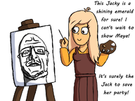 artist:rot blonde_hair canvas coco glasses meta:rijkskunst paint_brush painting smile speech_bubble stubble text variant:sidson // 1000x750 // 244KB