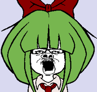 bowtie clothes eyelashes glasses green_hair hair mymy necktie ongezellig open_mouth soyjak stubble variant:a24_slowburn_soyjak // 514x486 // 20KB