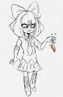 artist:katplushy blue_eyes boot boots bow dirty dirty_clothes disgusted flies flies_(animal) fly fly_(animal) freckles meta:general_fanart mymy skirt sock stink_lines tie // 1086x1656 // 163KB