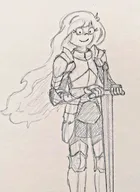 artist:midkyk coco knight meta:general_fanart no_color sketch sword // 747x1024 // 123KB