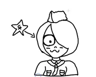 :3 artist:someonestolemymilk hair_covering_eye hair_over_eye hair_over_eye_(maya) hammer_and_sickle hat maya meta:general_fanart star white_void // 512x410 // 20KB