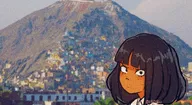 artist:soru black_hair brown_eyes building buildings city freckles house houses looking_at_viewer meta:general_fanart mountain mymy peru // 2200x1200 // 881KB