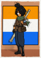 artist:aidanisl8 dutch_text embarrassed looking_at_viewer maya maya_flag meta:general_fanart prinsenvlag uniform weapon // 1125x1600 // 1.5MB