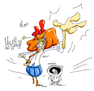 blue_eyes bow doodle freckles hoodie maya meta:general_fanart mymy ongezellig orange_hair skirt text tie white_void // 1114x1078 // 95KB