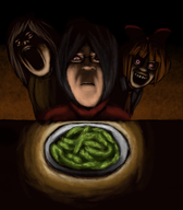 artist:rot bloodshot_eyes bow bugs closed_mouth clothes coco creepy crushed_caterpillers dark dark_lighting glasses hoodie maya meal meta:rijkskunst mymy open_mouth plate subvariant:female_feraljak subvariant:female_markiplier subvariant:gapejak_female subvariant:neutralplier sweater tie trio tshirt variant:feraljak variant:gapejak variant:markiplier_soyjak // 1338x1533 // 1.8MB